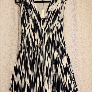 Banana Republic Black and Cream Patterned Dress